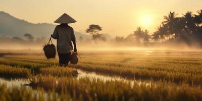ai gerado arroz Campos China agricultor generativo ai foto