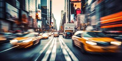 ai gerado borrado abstrato desfocado cidade cena durante pressa hora generativo ai foto