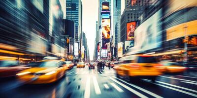 ai gerado borrado abstrato desfocado cidade cena durante pressa hora generativo ai foto