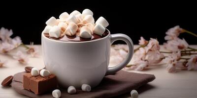 ai gerado quente beber com marshmallows generativo ai foto