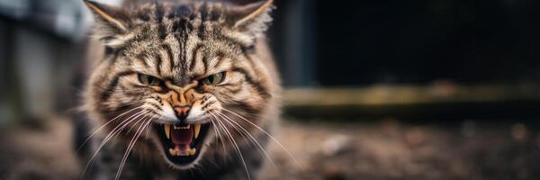 ai gerado Bravo agressivo gato fechar-se generativo ai foto