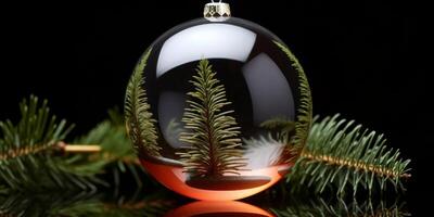 ai gerado Natal Novo ano decorações bolas em a Natal árvore generativo ai foto