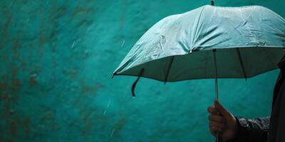 ai gerado humano mão segurando a guarda-chuva generativo ai foto
