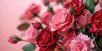 ai gerado rosas em uma Rosa fundo dia dos namorados dia mãe dia generativo ai foto