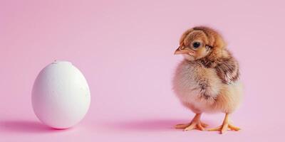 ai gerado frango e ovo em uma Rosa fundo generativo ai foto