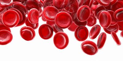 ai gerado vermelho sangue células hemoglobina em branco fundo generativo ai foto