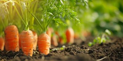 ai gerado natural cenouras ecológicas dentro a terra fechar-se generativo ai foto