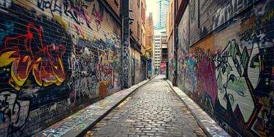 grafite em velho edifícios cidade ruas foto