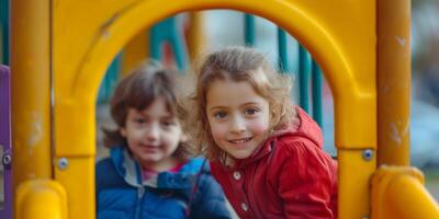 crianças em a Jardim da infância Parque infantil foto