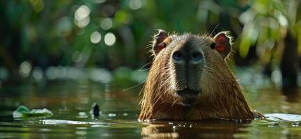 lindo capivara dentro natureza foto