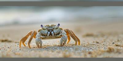 caranguejo em a areia em a costa foto