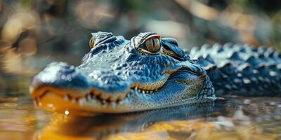 crocodilo dentro água animais selvagens foto