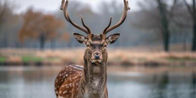 veado dentro a floresta animais selvagens foto