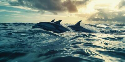 golfinhos dentro a mar dentro a oceano foto