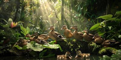 patos selvagens na natureza foto