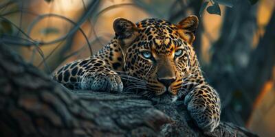 leopardo em borrado fundo animais selvagens foto