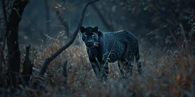 pantera em borrado fundo animais selvagens foto