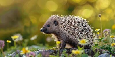 porco-espinho em borrado fundo animais selvagens foto