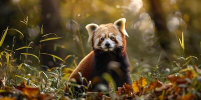 vermelho panda dentro a selvagem foto