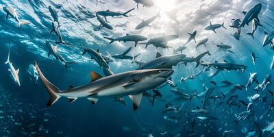 Tubarão dentro a oceano dentro a mar foto