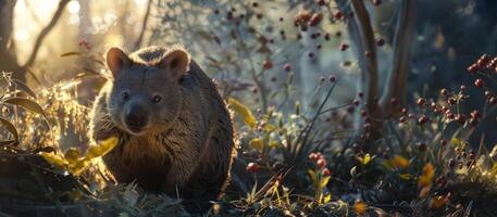 wombat dentro a floresta animais selvagens foto