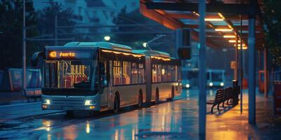 ônibus público transporte em uma cidade rua foto