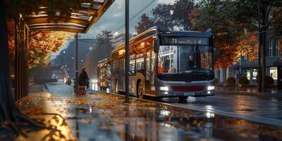 ônibus público transporte em uma cidade rua foto