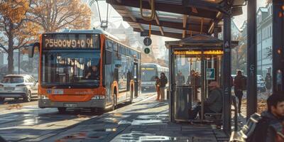 ônibus público transporte em uma cidade rua foto