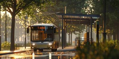 ônibus público transporte em uma cidade rua foto