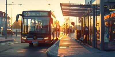 ônibus público transporte em uma cidade rua foto