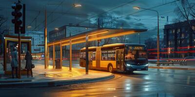 ônibus público transporte em uma cidade rua foto