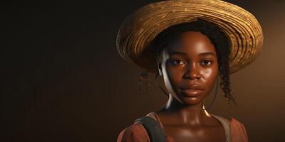 jovem africano americano mulher agricultor vestindo chapéu foto