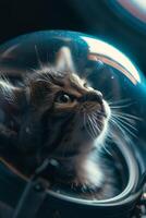 gato dentro uma traje espacial dentro espaço foto