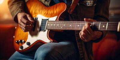 guitarrista jogando guitarra foto