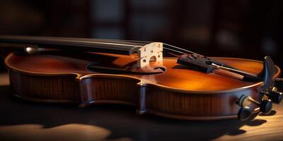 violino em uma Sombrio borrado fundo foto