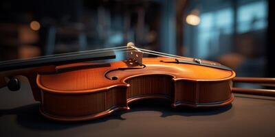 violino em uma Sombrio borrado fundo foto