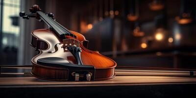 violino em uma Sombrio borrado fundo foto