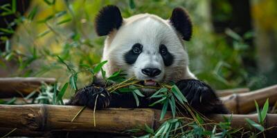 panda come bambu fechar-se foto