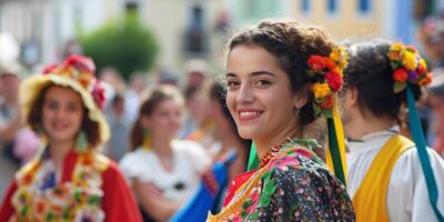 menina às a étnico festival foto