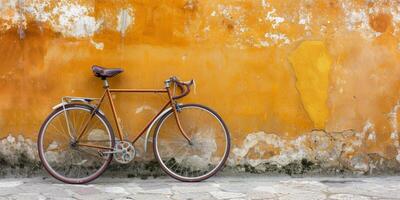 cidade bicicleta perto uma grunge parede foto