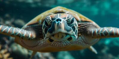 tartaruga embaixo da agua dentro a mar foto