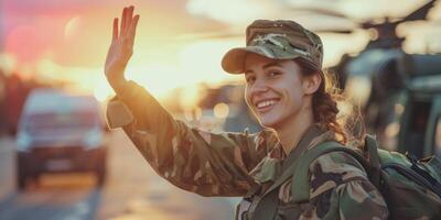 a militares ir para servir seus terra natal foto