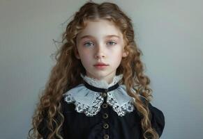 criança menina do a 19 século vintage moda foto