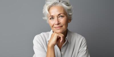 grisalho mulher 50. anos velho retrato foto