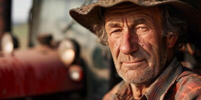 agricultor dentro uma trator foto