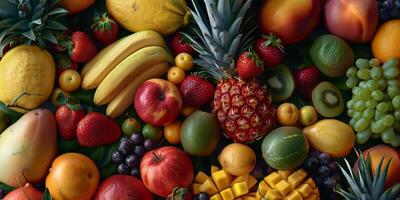 frutas e cítricos sortido topo Visão textura foto