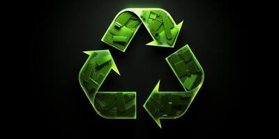 reciclando símbolo em verde fundo foto