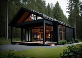 exterior do uma moderno minimalista casa foto