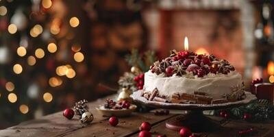 Novo ano Natal cozimento bolo doces foto