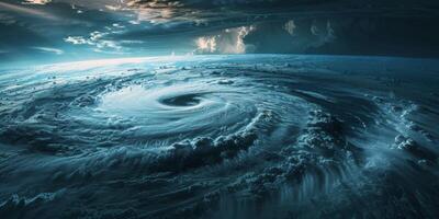 tropical ciclone Como visto a partir de terra órbita foto